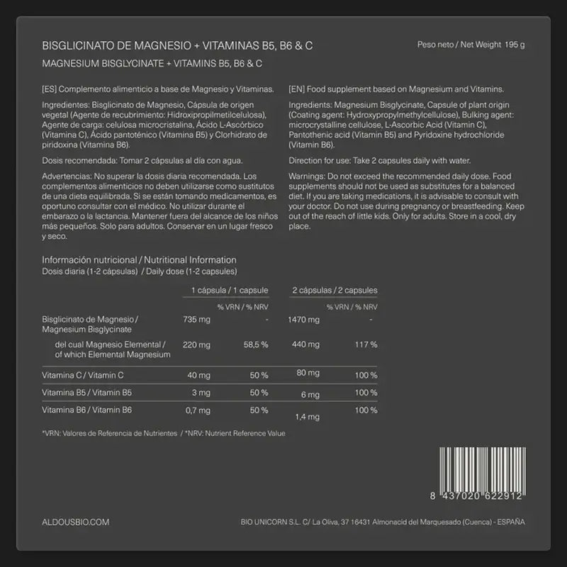 Aldous Bio Bisglicinato , 200 capsule