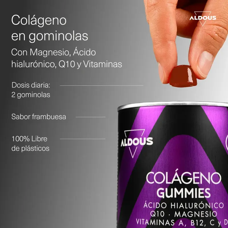 Aldous Bio Collagene idrolizzato con acido ialuronico, coenzima Q10, zinco e vitamine, 120 gummies