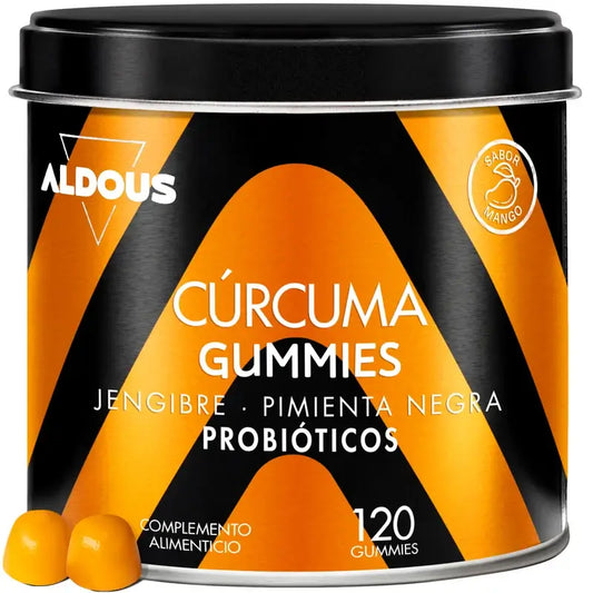 Aldous Bio Curcuma con zenzero e pepe nero + probiotici, 120 gummies