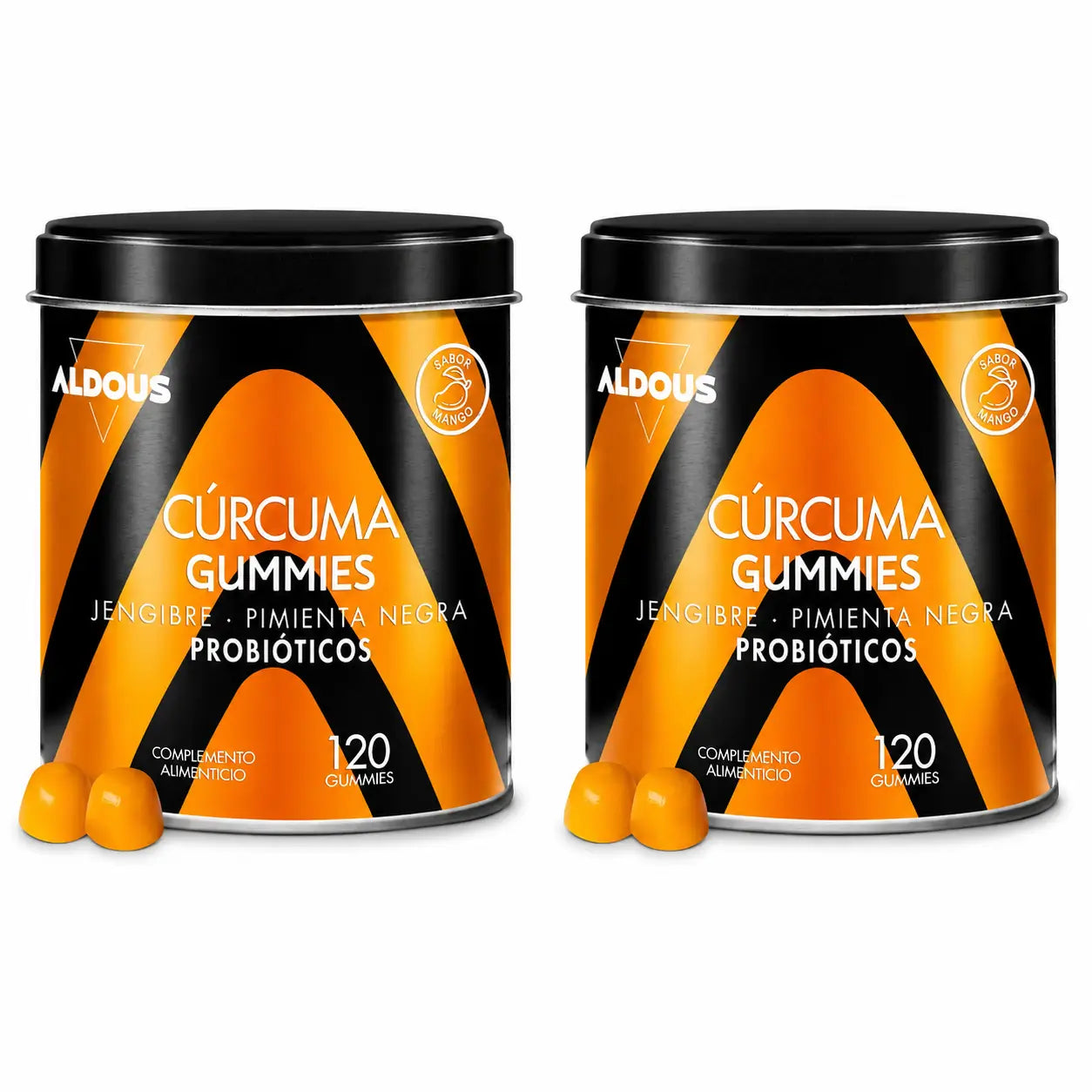 Aldous Bio Curcuma con zenzero e pepe nero + probiotici, 120 gummies , confezione da 2