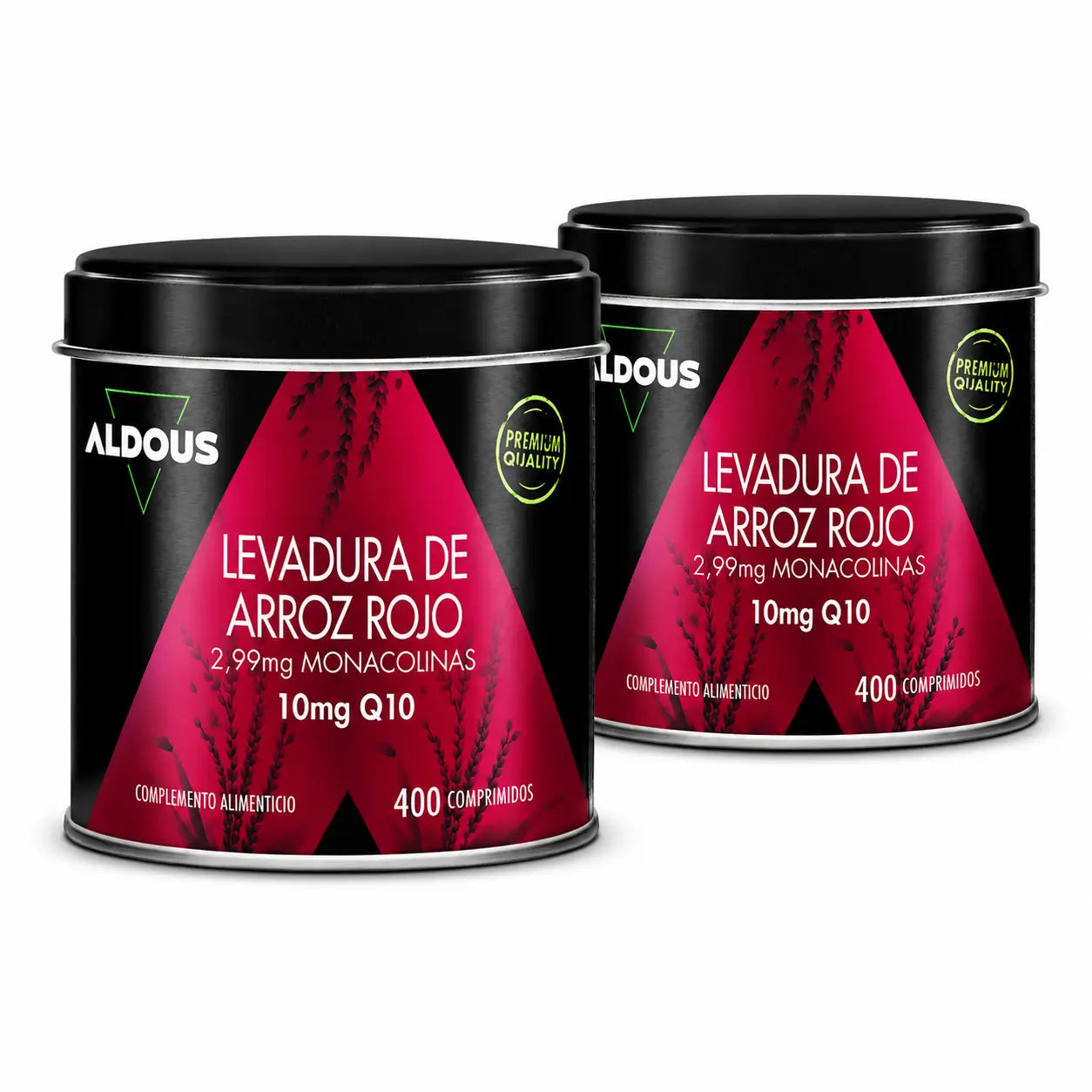 Aldous Bio Lievito di Riso Rosso con Coenzima Q10 , 400 Compresse , confezione da 2