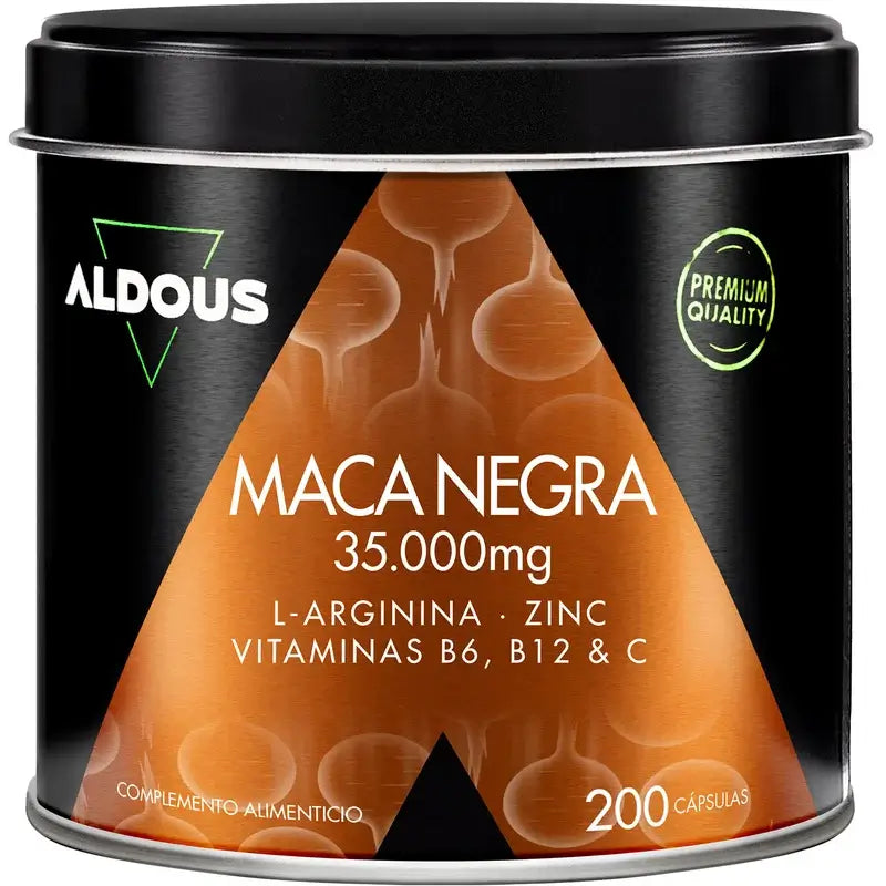 Aldous Bio Peruvian Black Maca Complex Arginina, Zinco, Vitamina C, B12 e B6 , 200 capsule