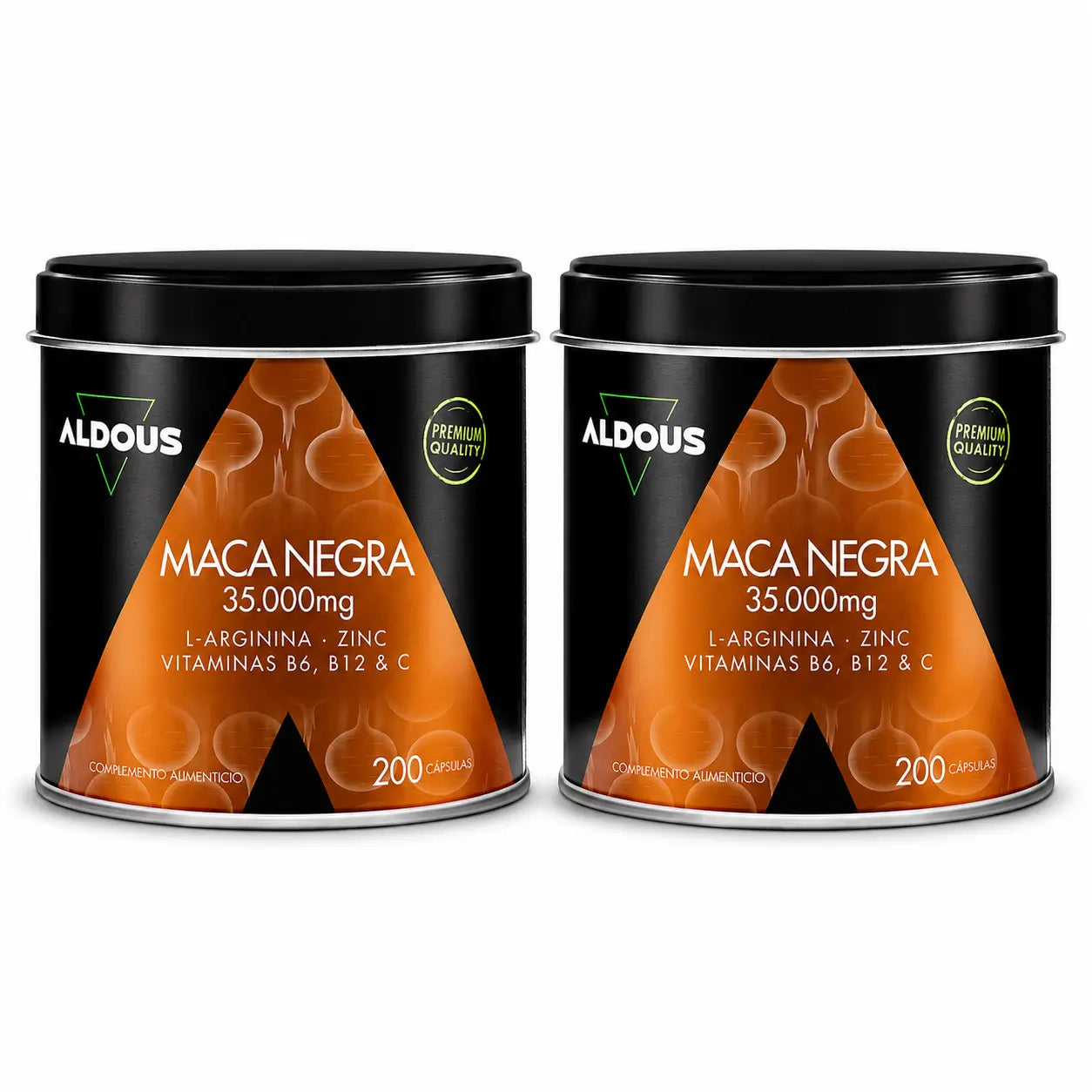 Aldous Bio Complesso di Maca Nera Peruviana Arginina, Zinco, Vitamina C, B12 e B6 , 200 capsule, confezione da 2