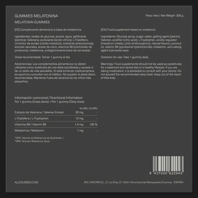 Aldous Bio Melatonina , 120 gommine