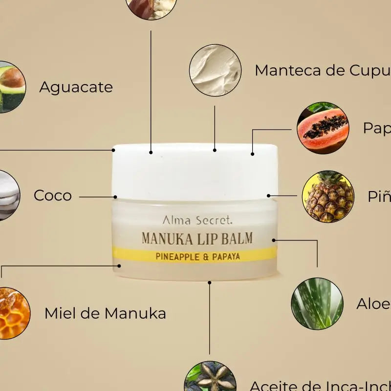 Alma Secret Inca Inchi & Manuka Lip Balm - Ananas & Papaya - Alma Secret Lip Balm - Inca Inchi & Manuka - Ananas & Papaya