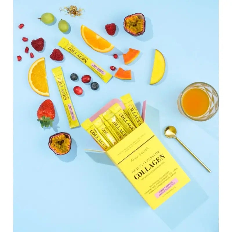 Alma Secret Beauty Superglow Collagene al gusto di mango e frutto della passione, 30x4 grammi