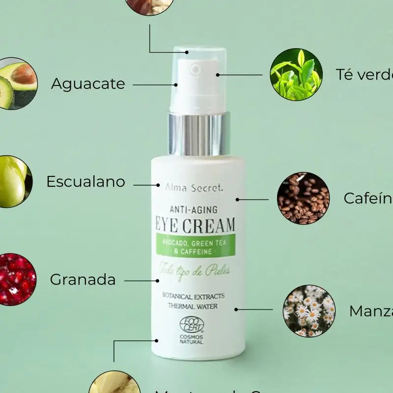 Alma Secret Contorno occhi anti-età con avocado, tè verde e caffeina