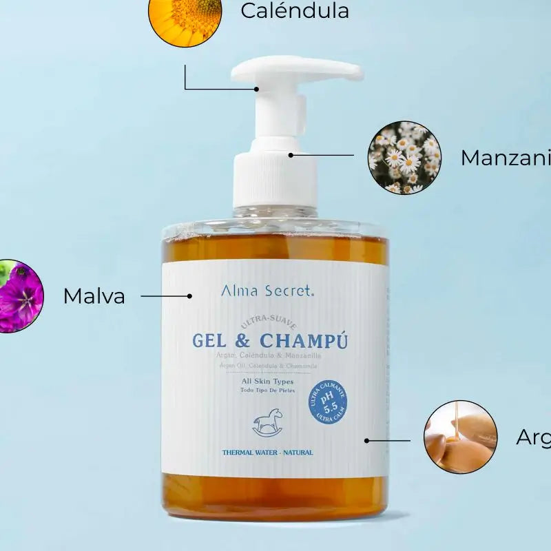 Alma Secret Gel-Shampoo delicato con Argan, Calendula e Camomilla
