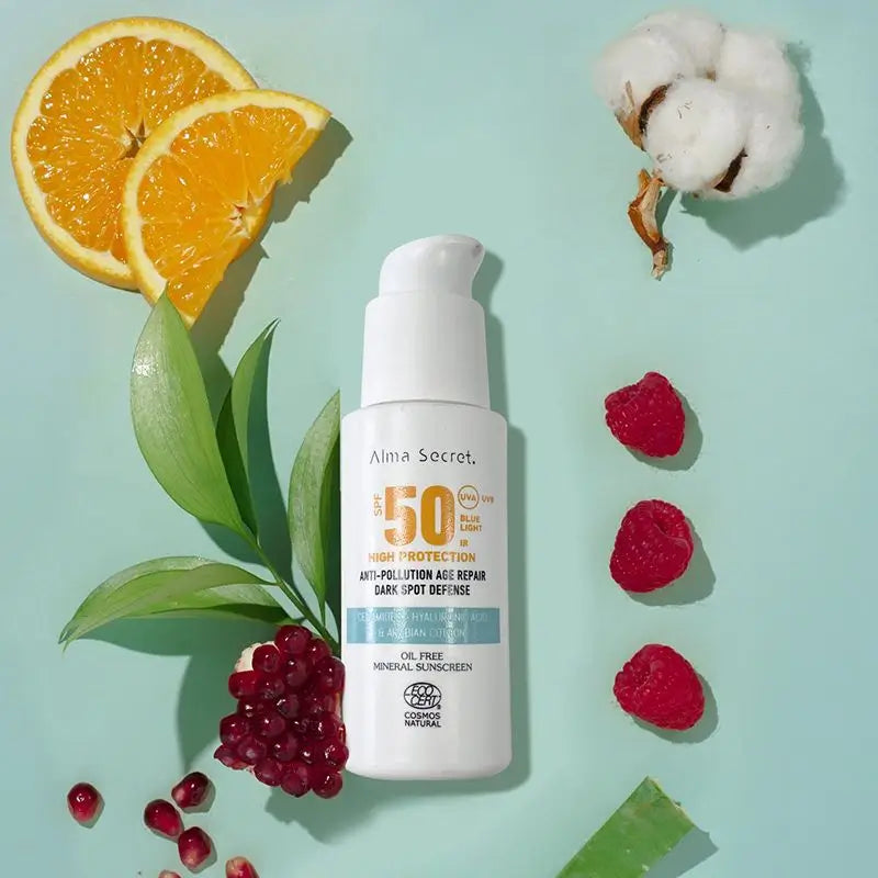 Alma Secret Solar Facial Protezione solare naturale Spf 50 con Ceramidi, anti-brufoli e senza olio