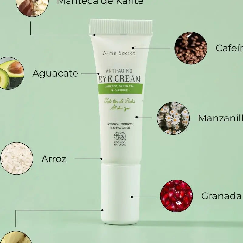 Alma Secret Tubo Contorno Occhi Anti-Età Avocado, Tè Verde e Caffeina