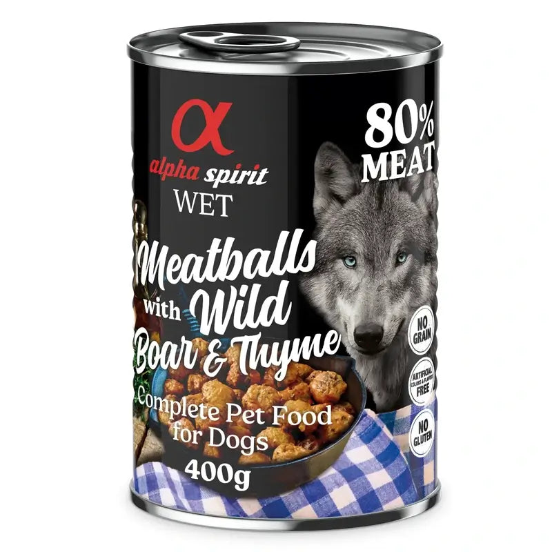 Alpha Spirit Polpette di carne canina Jabali Timo 6X400Gr