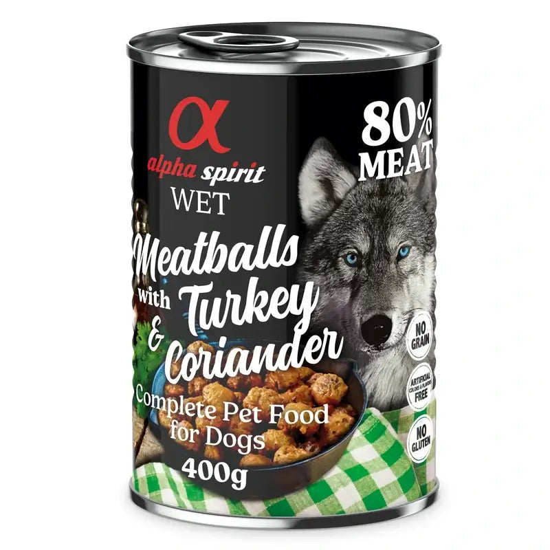 Alpha Spirit Canine Polpette di tacchino al cilantro 6X400Gr