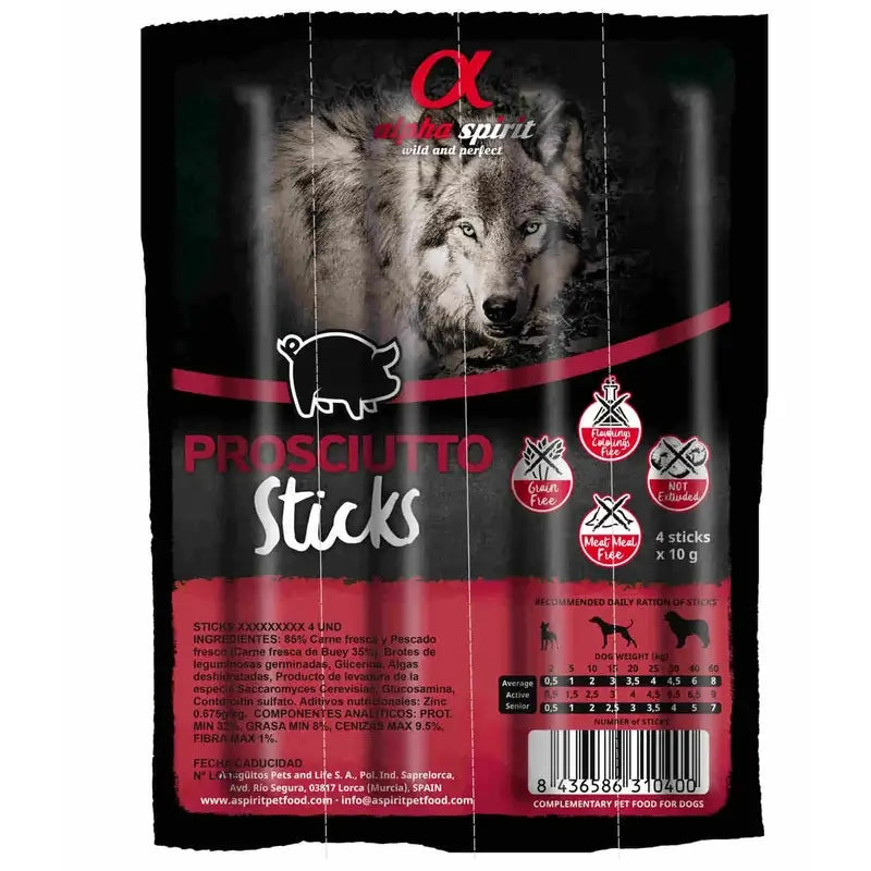 Alpha Spirit Canine Bastoncini di prosciutto 16X4Serve