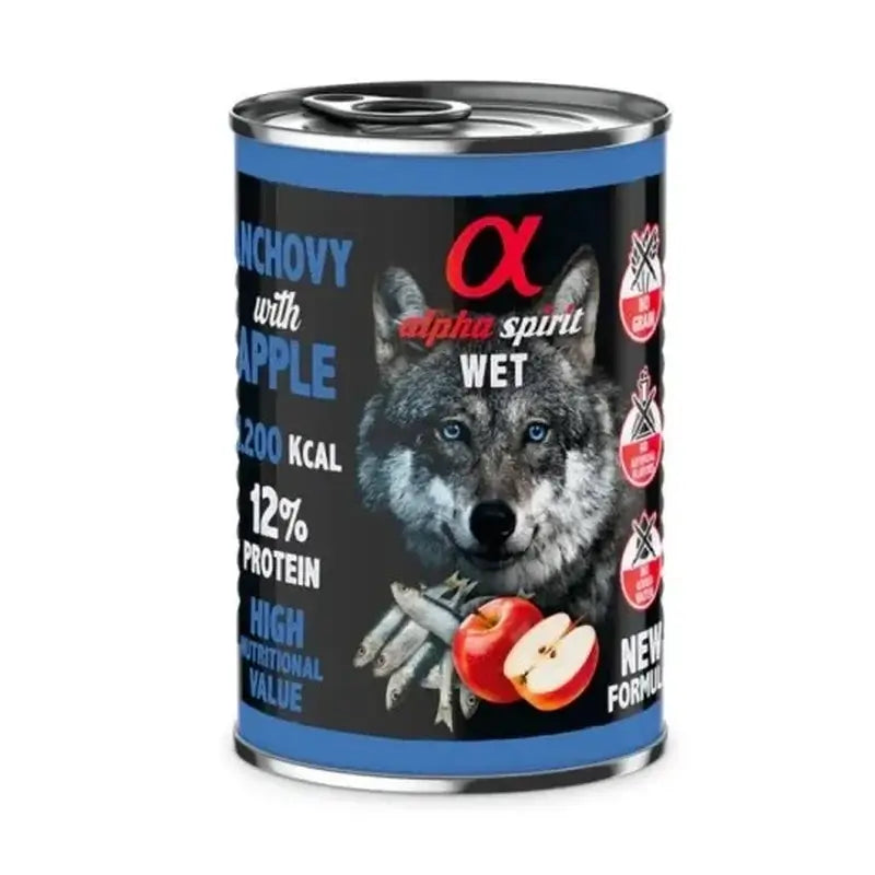 Alpha Spirit Canine Boqueron C/Mela Rossa Lattina 6X400Gr
