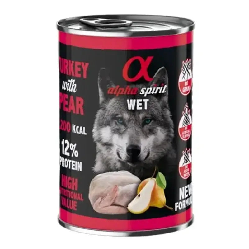 Alpha Spirit Canine Tacchino con pera in scatola 6X400Gr