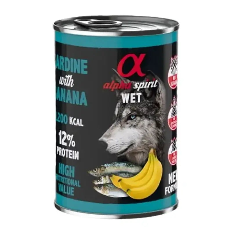 Alpha Spirit Canine Sardine con Banana Lattina 6X400Gr