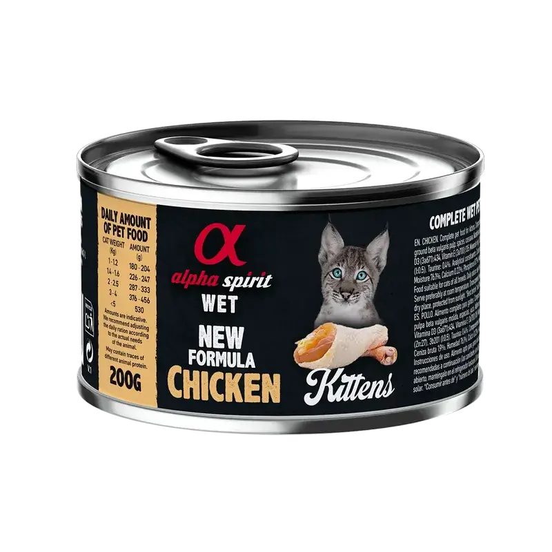 Alpha Spirit Feline Kitten Pollo in scatola 6X200Gr