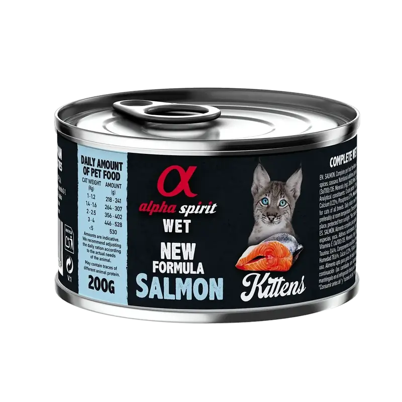 Alpha Spirit Feline Kitten Salmone Scatola di latta 6X200Gr