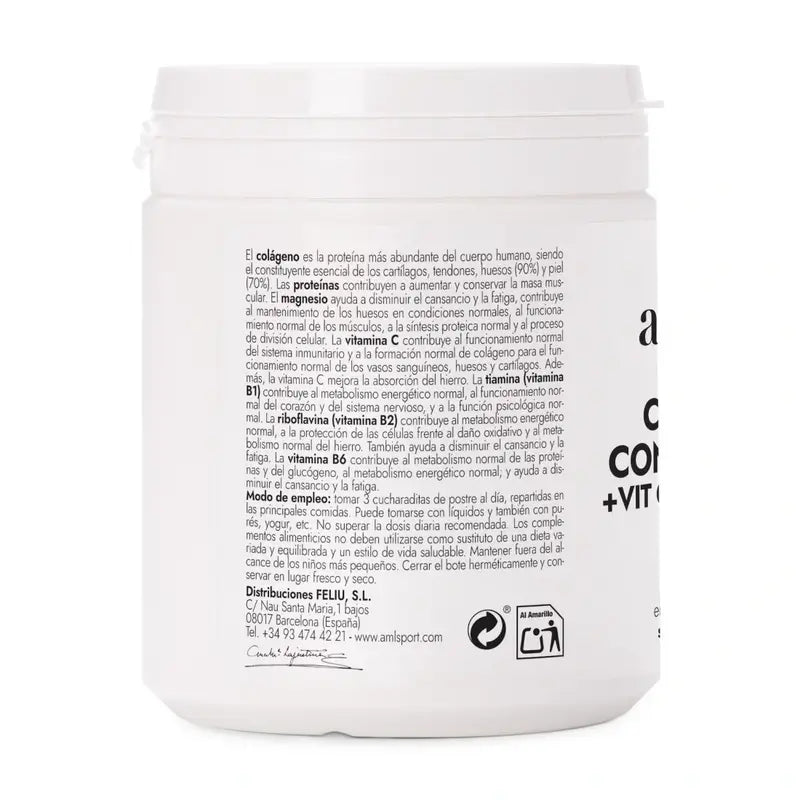 AML SPORT Collagene con Magnesio + Vitamina C + Vitamina B1 B2 B6 Gusto fragola, 350 g