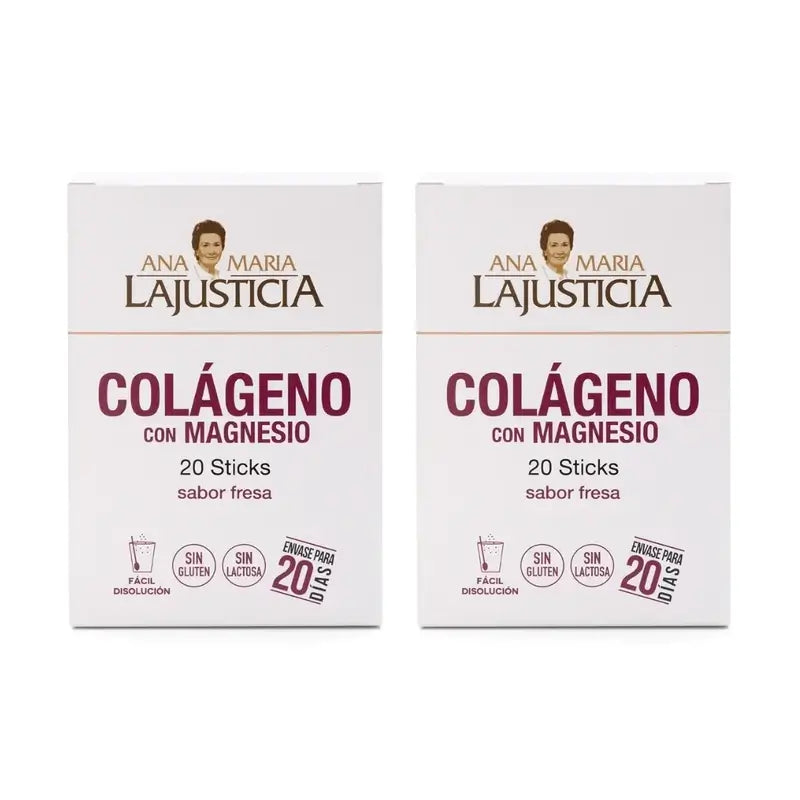 Ana Maria Lajusticia Collagene con magnesio al gusto di fragola, 2x20 bastoncini