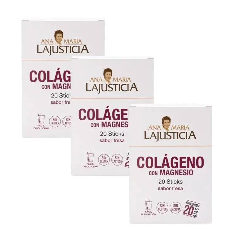 Ana Maria Lajusticia Collagene con Magnesio al gusto di fragola, 3x20 bastoncini