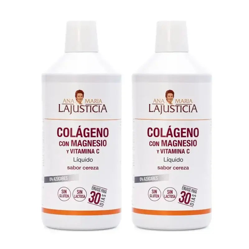 Ana Maria Lajusticia Collagene con Magnesio + Vitamina C gusto ciliegia, Confezione 2 x 1L