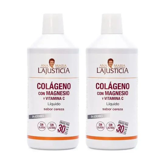 Ana Maria Lajusticia Collagene con Magnesio + Vitamina C gusto ciliegia, Confezione 2 x 1L
