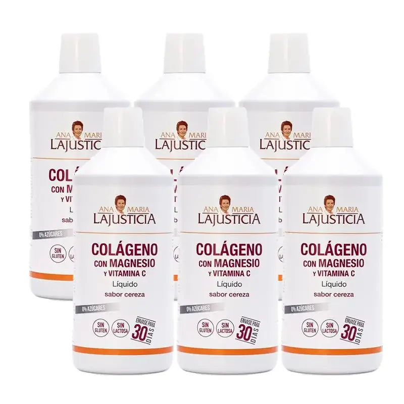 Ana Maria Lajusticia Collagene con Magnesio + Vitamina C gusto ciliegia, Confezione 6 x 1L