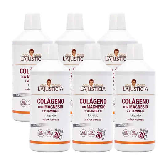 Ana Maria Lajusticia Collagene con Magnesio + Vitamina C gusto ciliegia, Confezione 6 x 1L