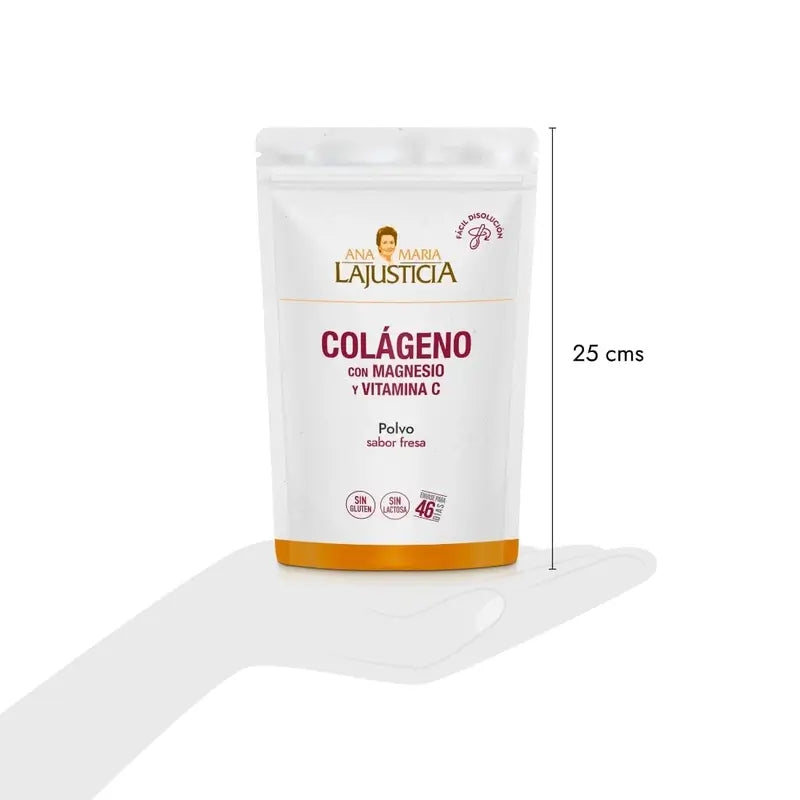 Ana Maria Lajusticia Collagene con Magnesio + Vit.C Polvere al gusto di fragola Doypack, 350 grammi