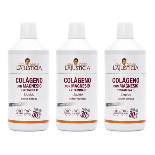 Ana Maria Lajusticia Collagene con Magnesio + Vitamina C gusto ciliegia, 3x1 L