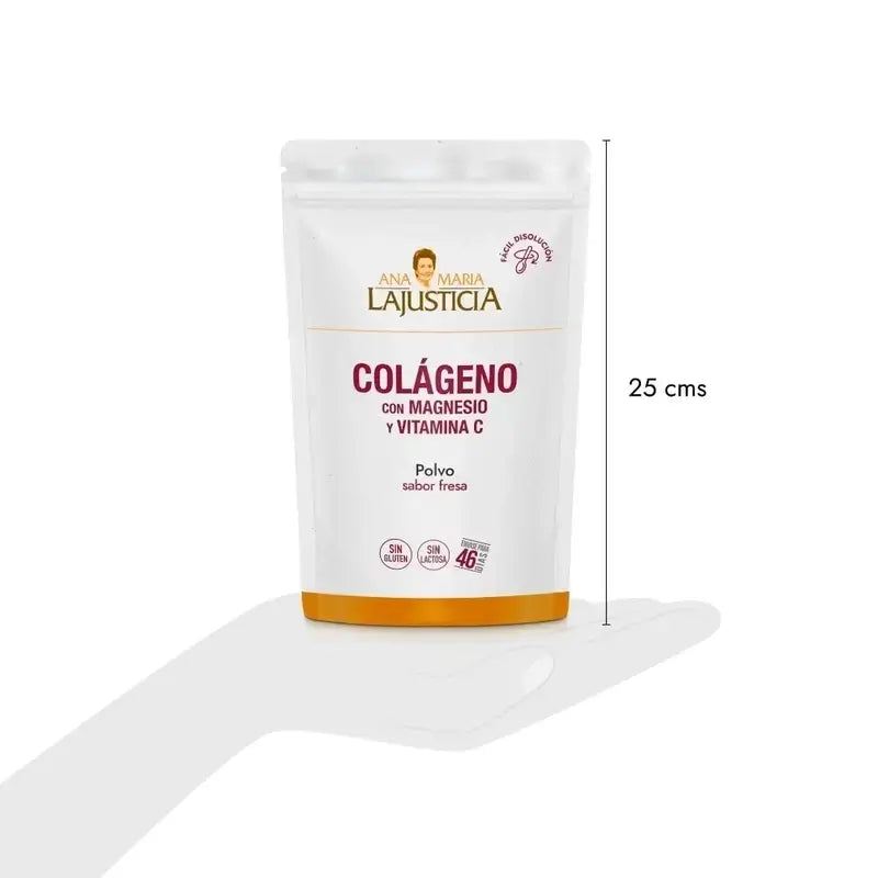 Ana Maria Lajusticia Collagene con Magnesio + Vit.C Polvere al gusto di fragola Doypack, 3x350 grammi