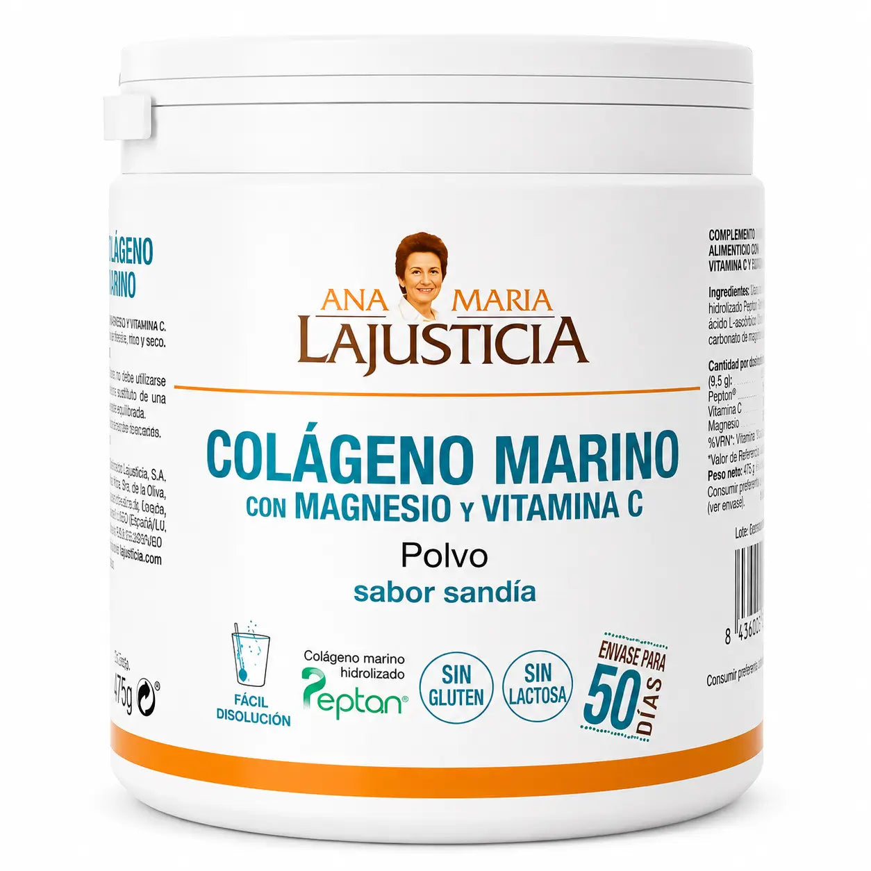 Collagene marino di Ana Maria Lajusticia con magnesio e vitamina C, gusto anguria, 350g