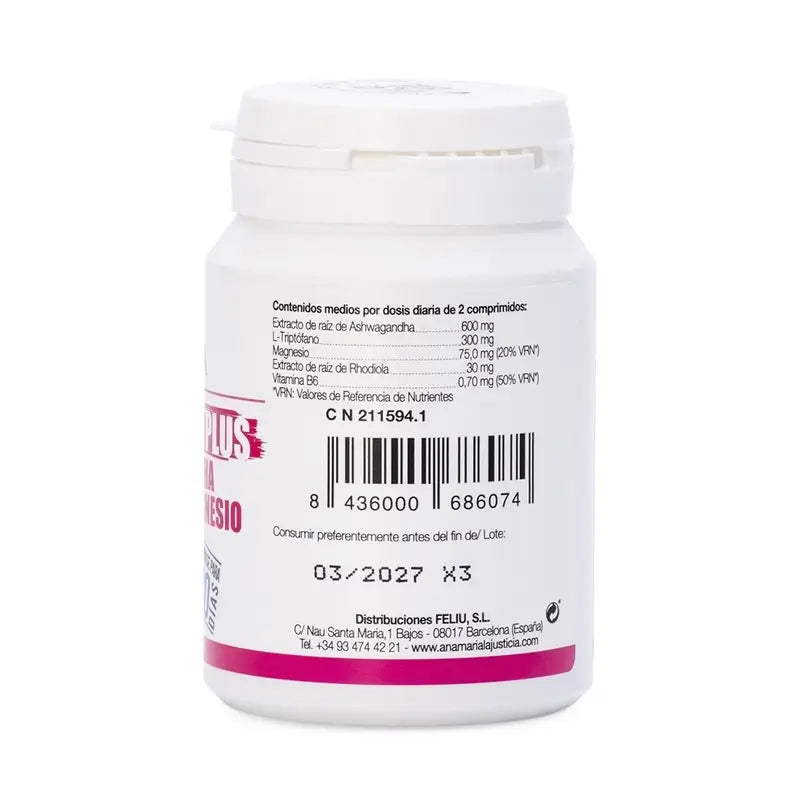 Ana Maria Lajusticia Triptofano Plus con Ashwagandha + Rodiola e Magnesio, 60 compresse