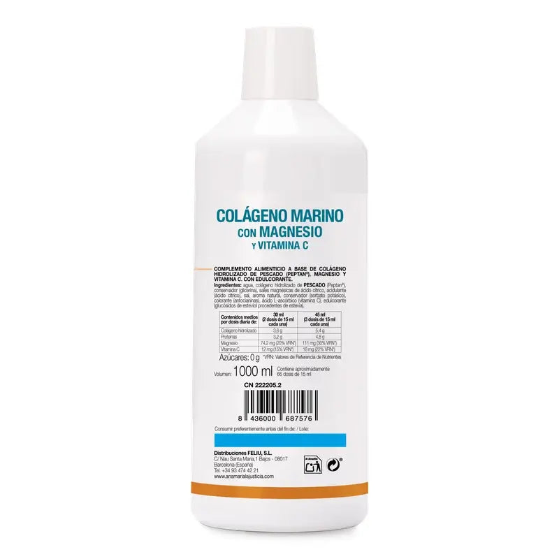 Anamarialajusticia Collagene marino con magnesio + vitamina C, 1 l