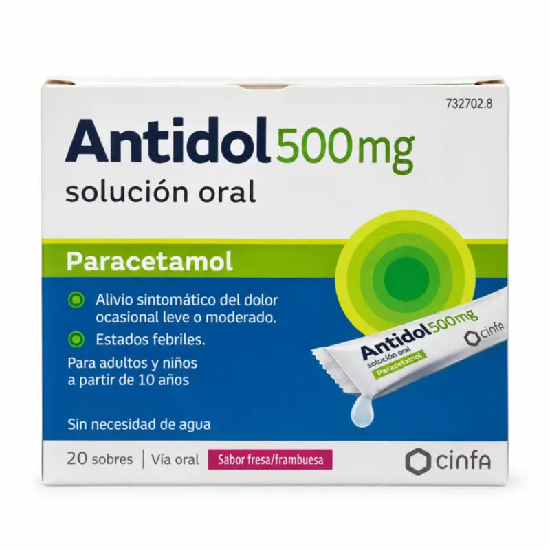 Antidol 500 Mg 20 Bustine Soluzione orale, 20 bustine 5 ml soluzione orale