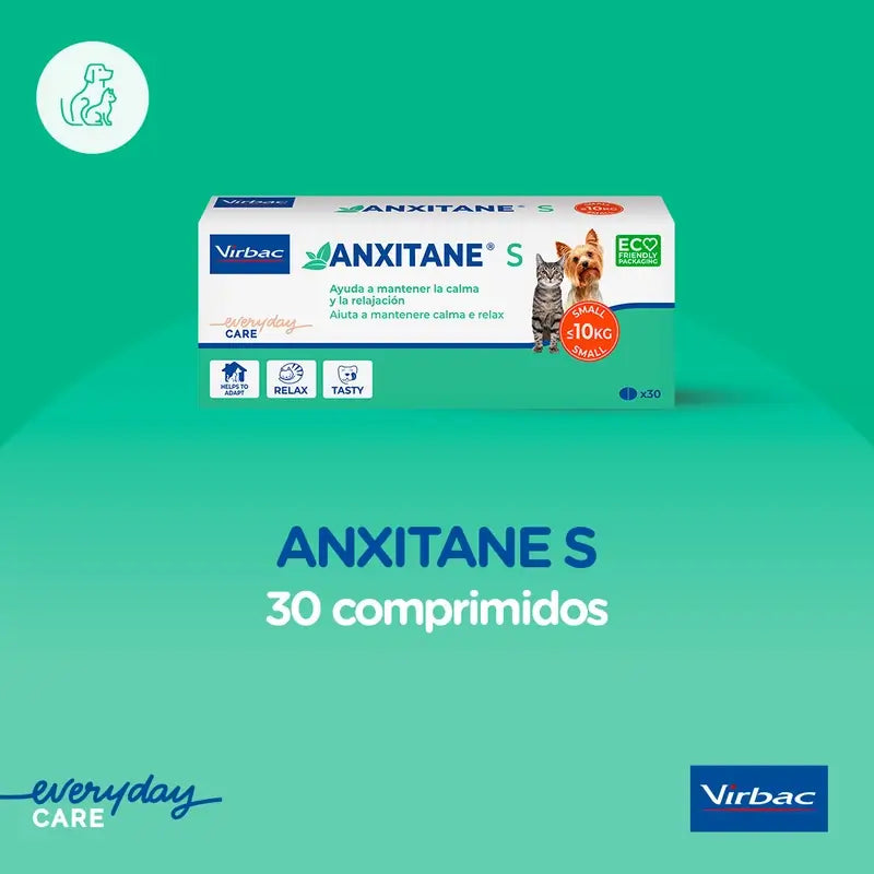 Virbac Anxitane S, 30 compresse rilassanti per cani e gatti 0-10 kg