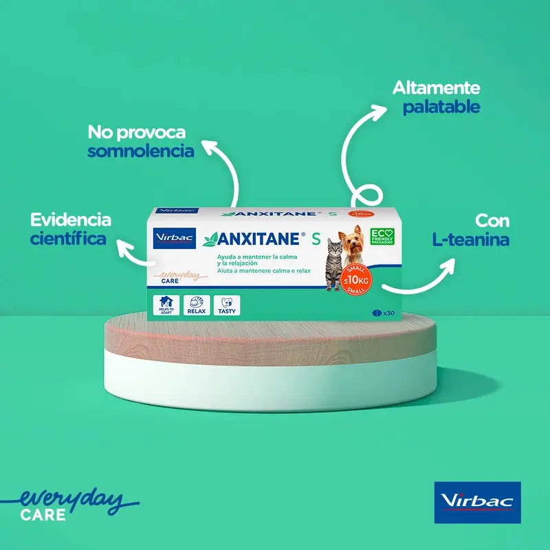 Virbac Anxitane S, 30 compresse rilassanti per cani e gatti 0-10 kg