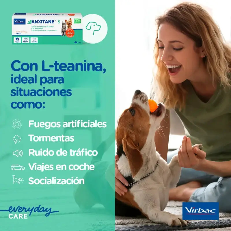 Virbac Anxitane S, 30 compresse rilassanti per cani e gatti 0-10 kg