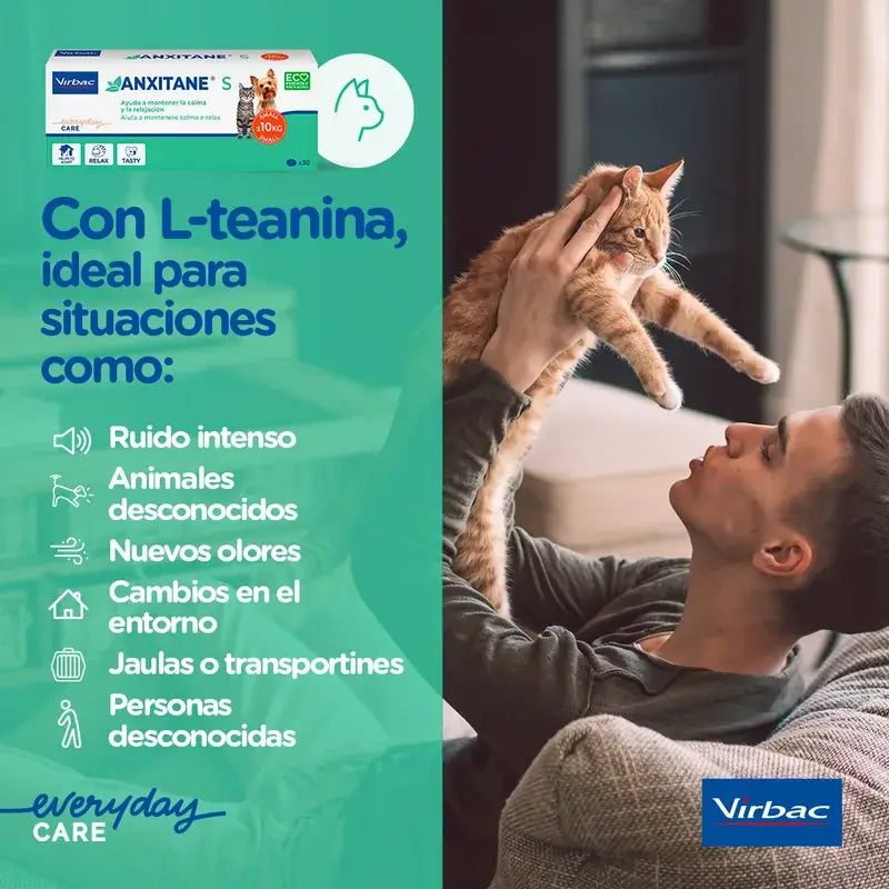 Virbac Anxitane S, 30 compresse rilassanti per cani e gatti 0-10 kg
