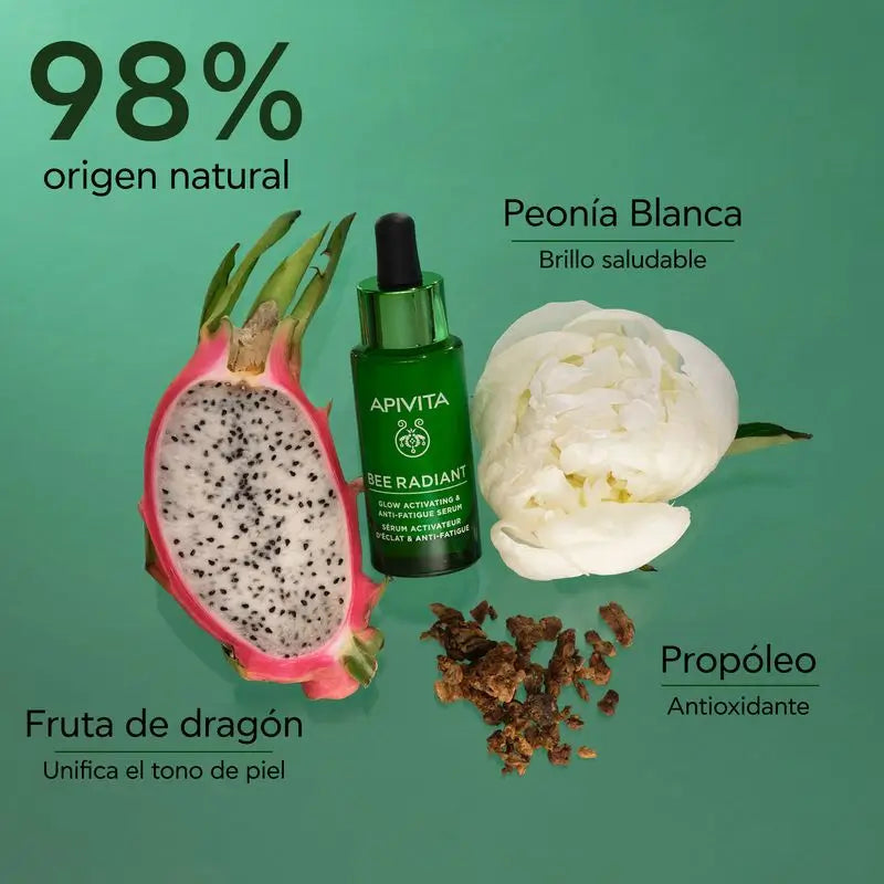 APIVITA Bee Radiant Brightening & Anti-Fatigue Serum con peonia bianca e propoli brevettata