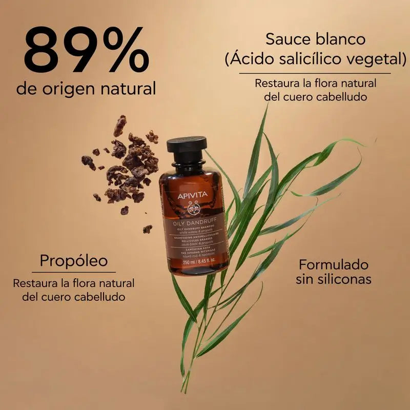 APIVITA Shampoo antiforfora oleoso con salice bianco e propoli 250 ml