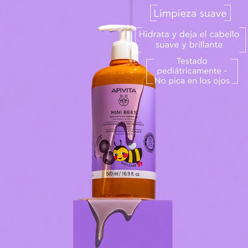 Apivita Shampoo delicato per bambini con mirtillo rosso e miele, 500 ml