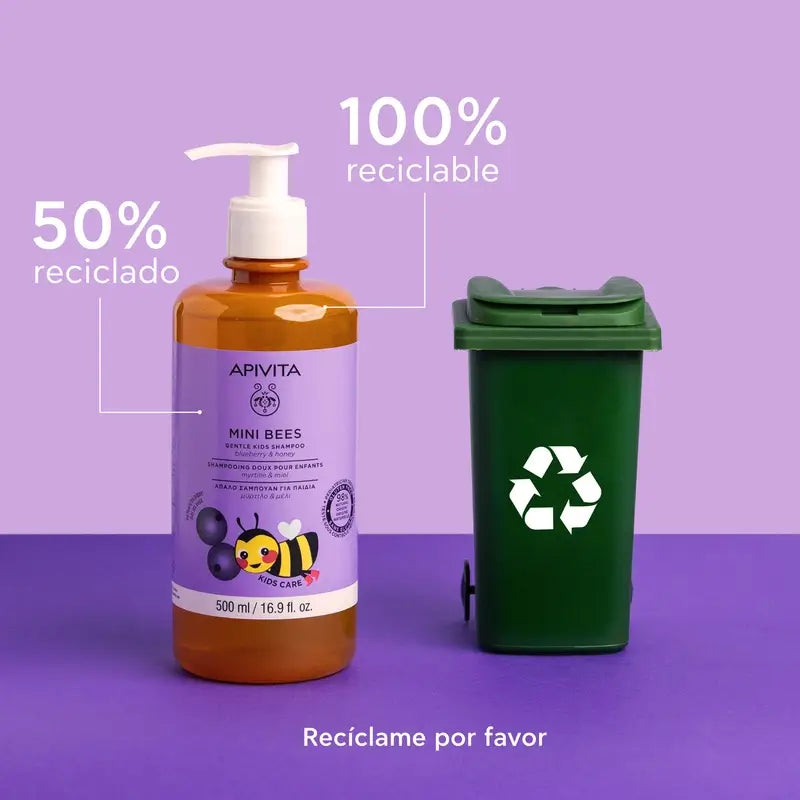 Apivita Shampoo delicato per bambini con mirtillo rosso e miele, 500 ml