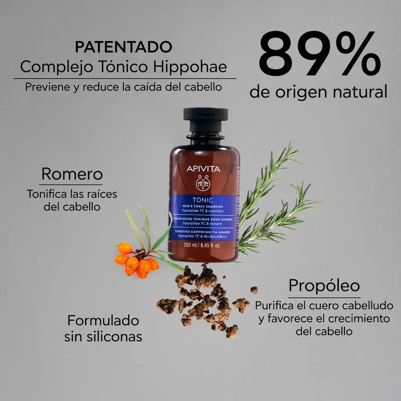 APIVITA Uomo Shampoo tonificante anticaduta con olivello spinoso e rosmarino 250 ml