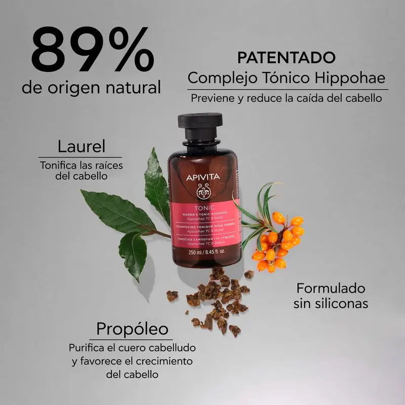 APIVITA Shampoo tonificante donna per la caduta dei capelli con olivello spinoso e alloro 250 ml
