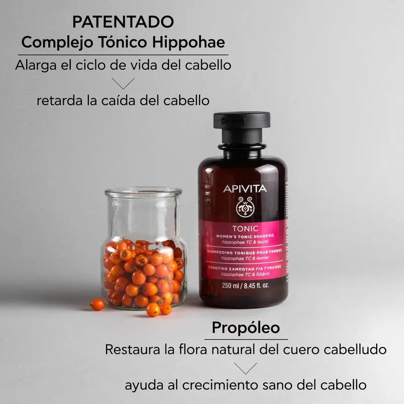 APIVITA Shampoo tonificante donna per la caduta dei capelli con olivello spinoso e alloro 250 ml