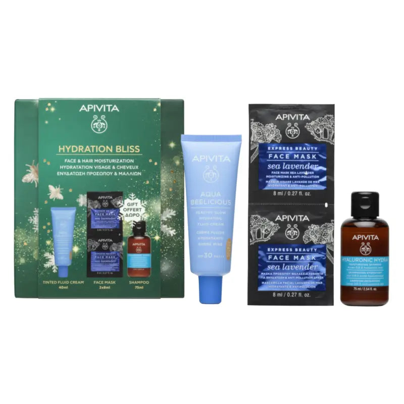 Apivita Cofanetto Aqua Beelicious Crema fluida colorata SPF 30​, 40 + 75 + 2*8 ml