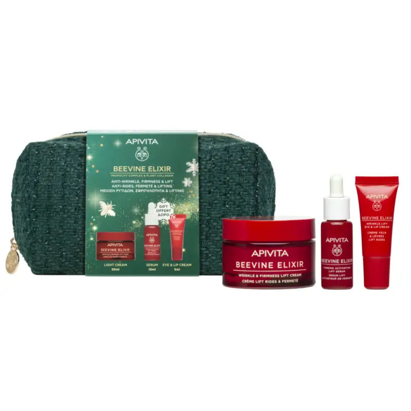 Apivita Cofanetto Beevine Elixir Routine Crema Leggera + Omaggi, 50 + 10 + 5 ml