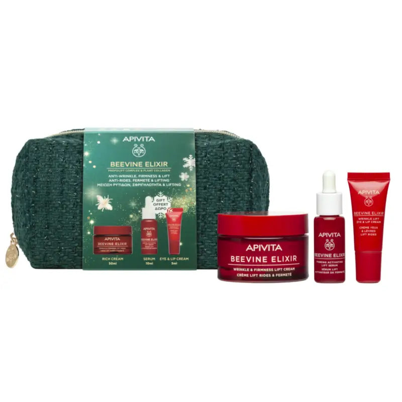 Apivita Cofanetto Beevine Elixir Routine Crema Ricca + Omaggi, 50 + 10 + 5 ml